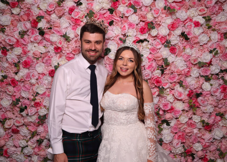 artificial flower wall photo booth