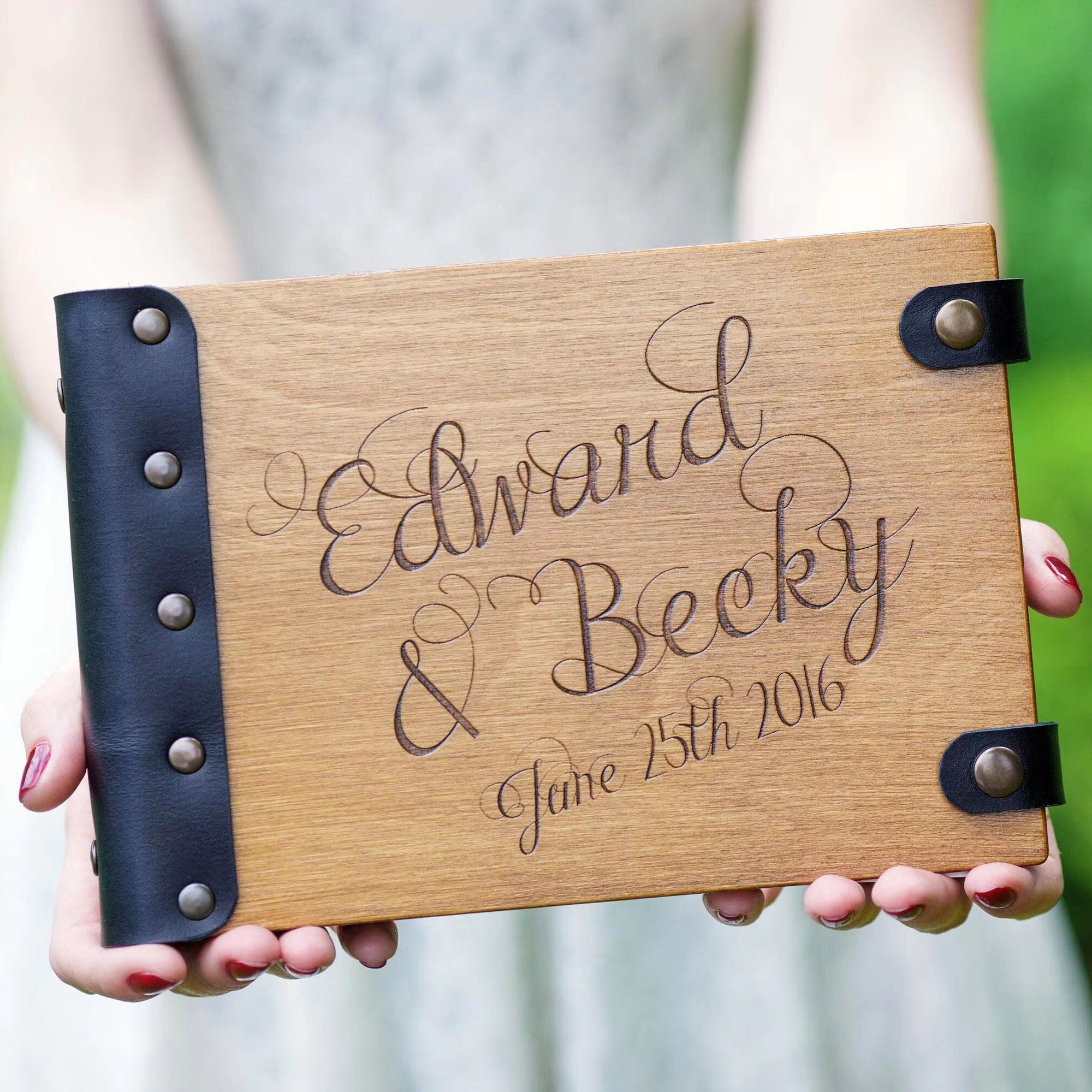 personalised laser engraved wooden guestbook (1)