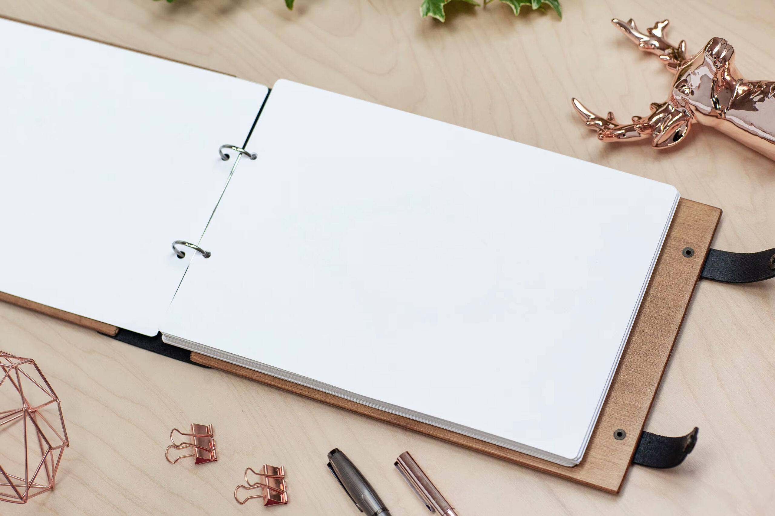 personalised laser engraved wooden guestbook white pages