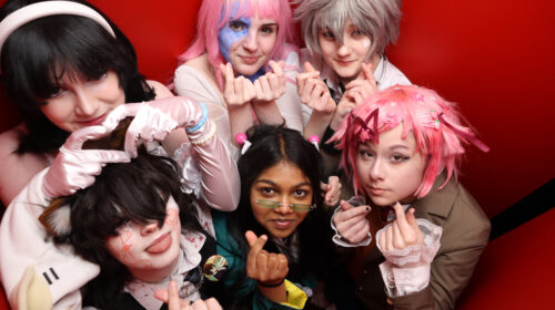 high angle photo booth saiki costume